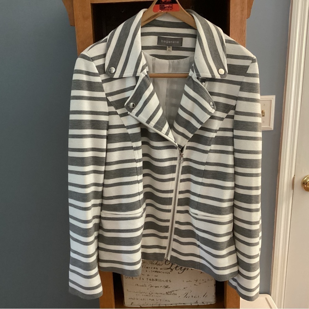 Bagatelle Gray and White Striped Jacket